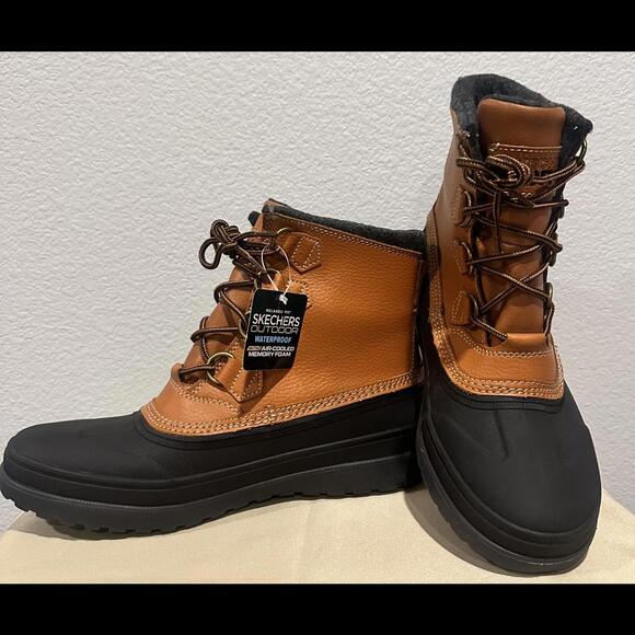 New Skechers Relaxed Fit Waterproof Wealer Muck Morrow Leather Boots Men's 9 - Picture 4 of 7